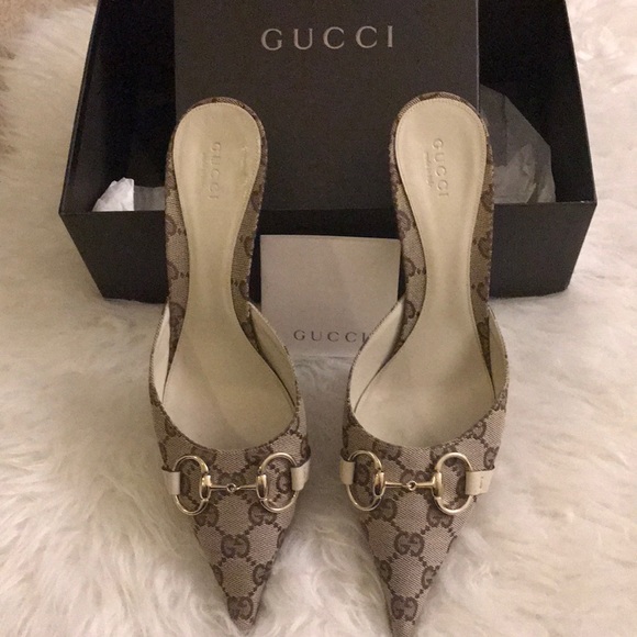 Gucci Guccissima pointed mules heels 8.5 - Picture 1 of 8
